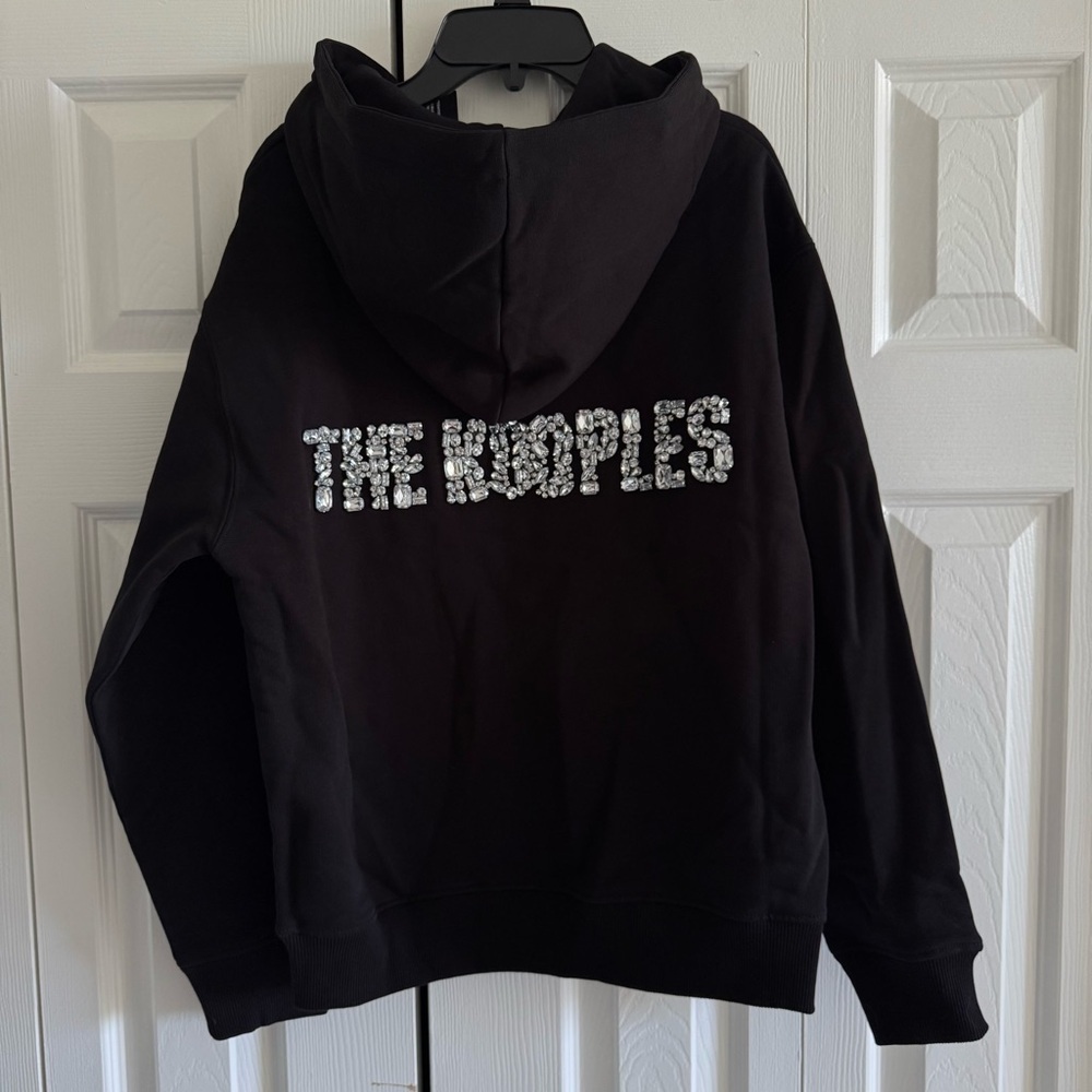 NWT! The KOOPLES Black Hoodie With Rhinestones Logo, Size 1, Authentic